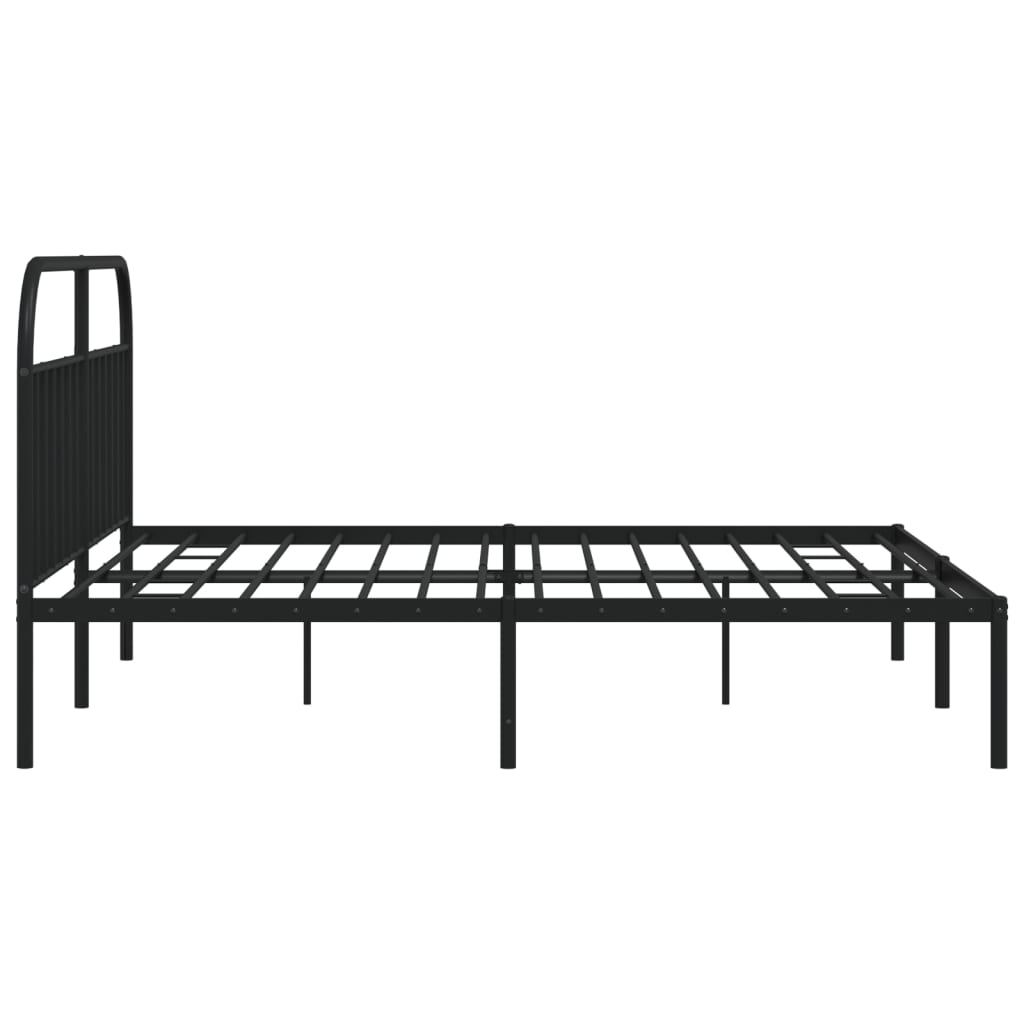 Bedframe Metaal 193 x 203 cm Zwart met hoofdbord