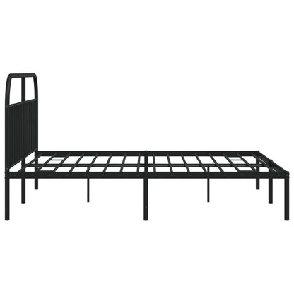 Bedframe Metaal 193 x 203 cm Zwart met hoofdbord