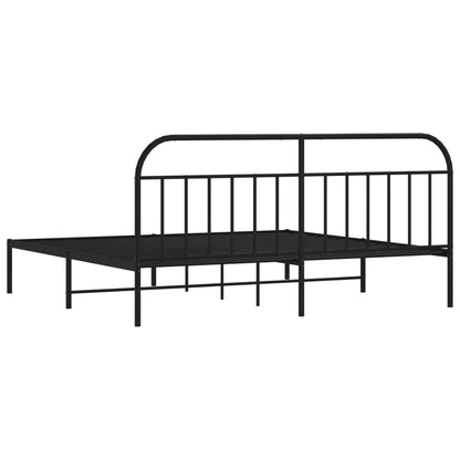 Bedframe Metaal 193 x 203 cm Zwart met hoofdbord