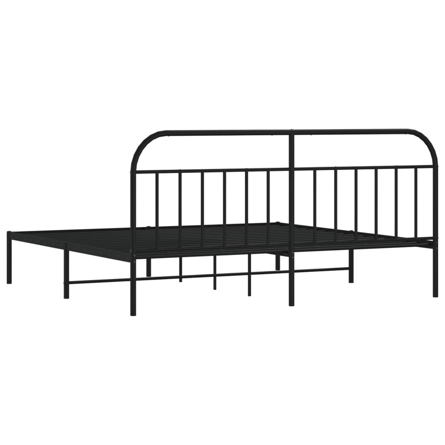 Bedframe Metaal 193 x 203 cm Zwart met hoofdbord