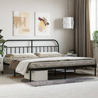 Metal bed frame with headboard black 193x203 cm
