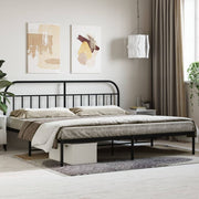 Bedframe metaal zwart 193x203 cm met hoofdbord