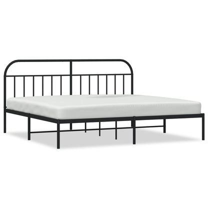 Bedframe Metaal 200 x 200 cm Zwart met hoofdbord