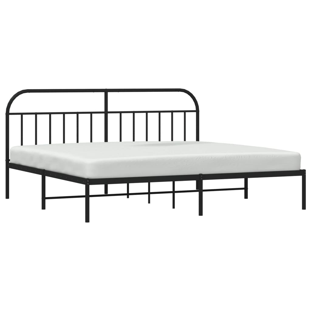 Bedframe Metaal 200 x 200 cm Zwart met hoofdbord