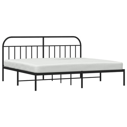 Bedframe Metaal 200 x 200 cm Zwart met hoofdbord