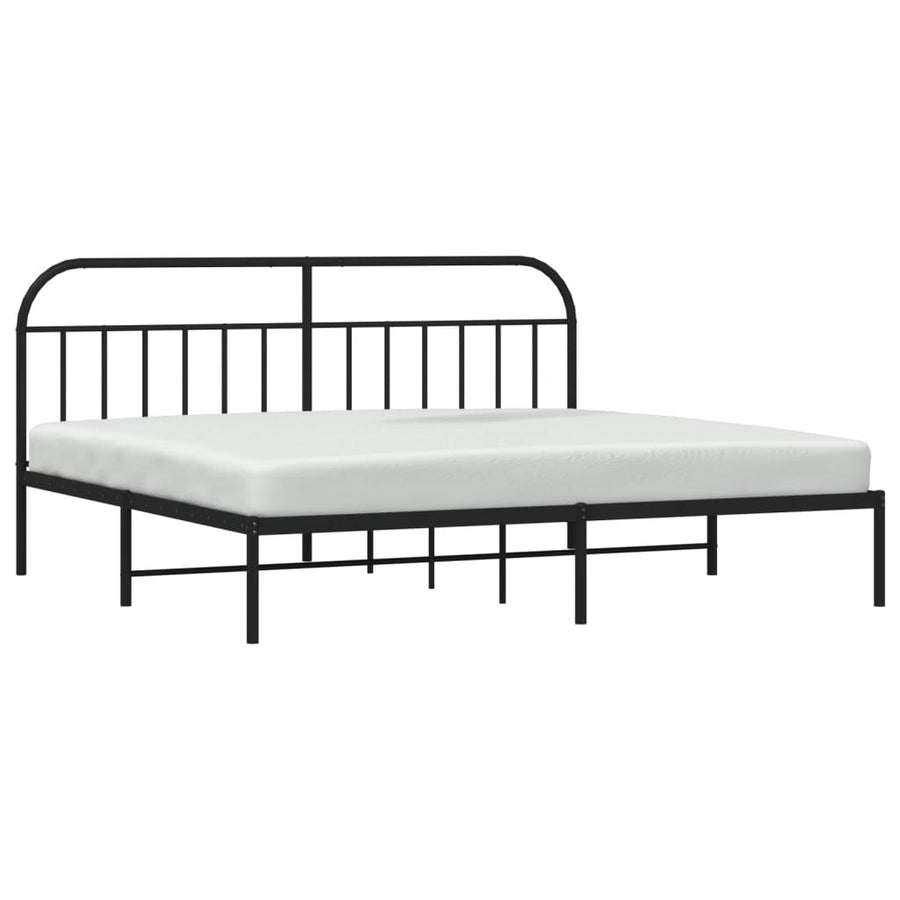 Bedframe Metaal 200 x 200 cm Zwart met hoofdbord