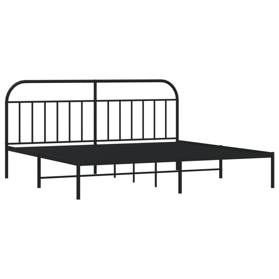 Bedframe Metaal 200 x 200 cm Zwart met hoofdbord