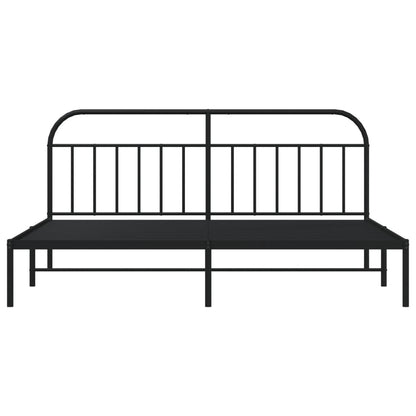 Bedframe Metaal 200 x 200 cm Zwart met hoofdbord