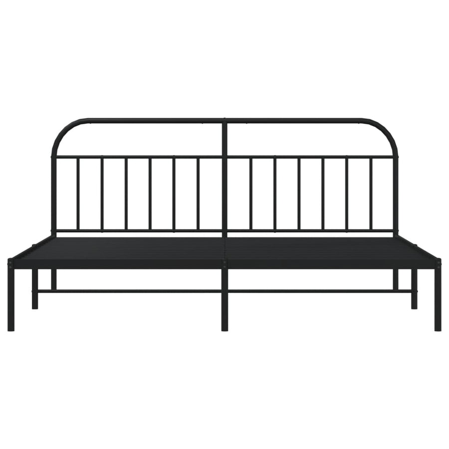 Bedframe Metaal 200 x 200 cm Zwart met hoofdbord