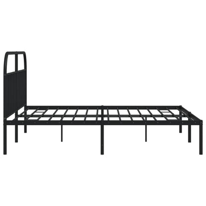 Bedframe Metaal 200 x 200 cm Zwart met hoofdbord