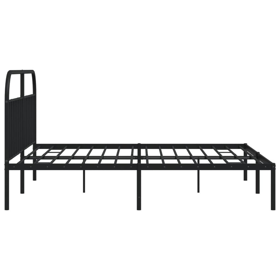 Bedframe Metaal 200 x 200 cm Zwart met hoofdbord