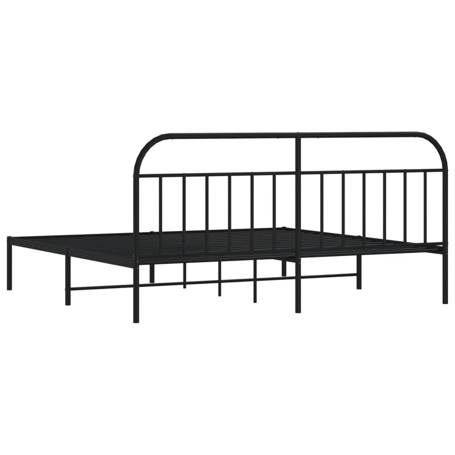 Bedframe Metaal 200 x 200 cm Zwart met hoofdbord