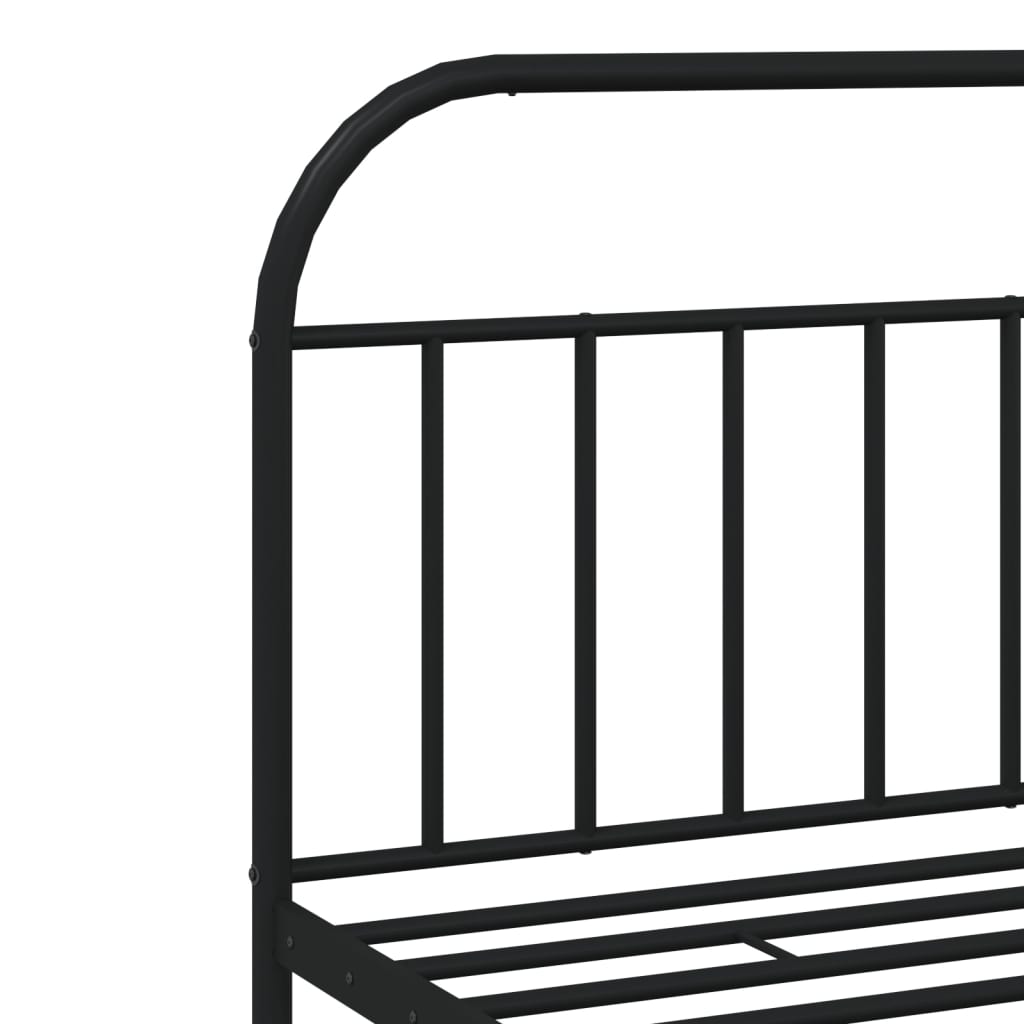Bedframe Metaal 200 x 200 cm Zwart met hoofdbord