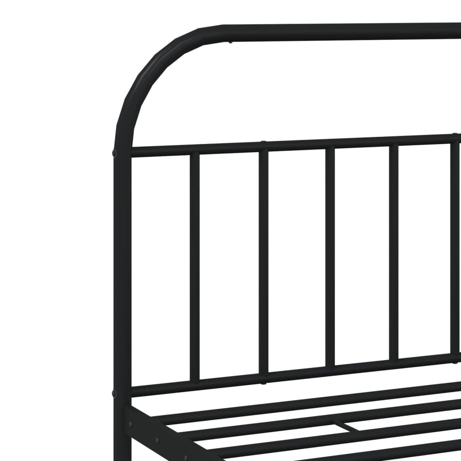 Bedframe Metaal 200 x 200 cm Zwart met hoofdbord