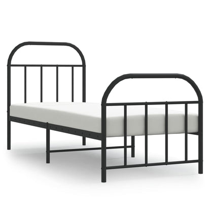 Bedframe Met Hoofd- En Voeteneinde Metaal 75 x 190 cm Zwart met hoofdbord & voetbord