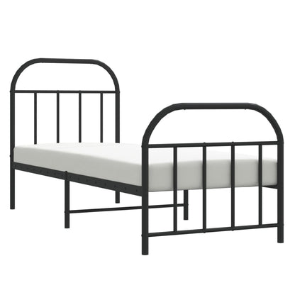 Bedframe Met Hoofd- En Voeteneinde Metaal 75 x 190 cm Zwart met hoofdbord & voetbord