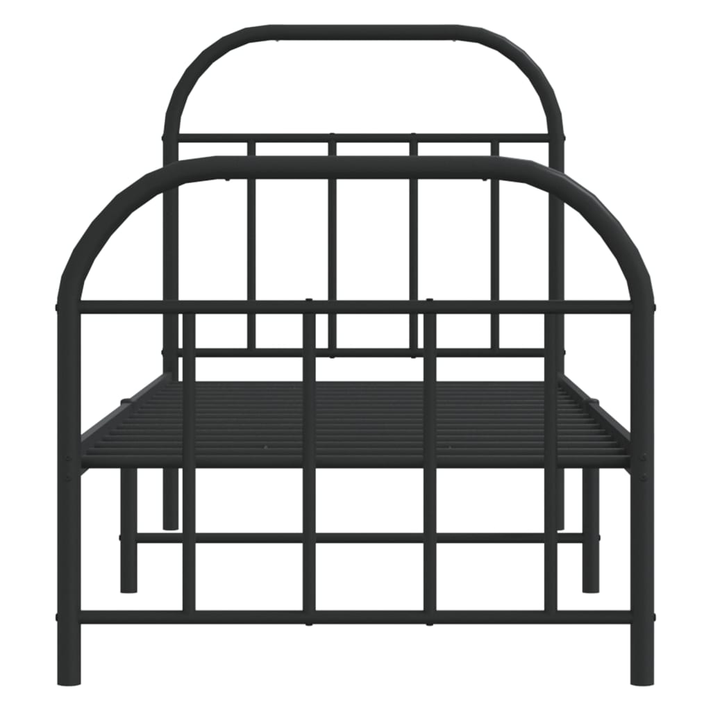 Bedframe Met Hoofd- En Voeteneinde Metaal 75 x 190 cm Zwart met hoofdbord & voetbord