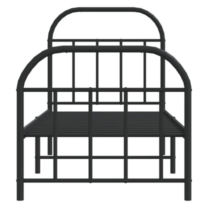Bedframe Met Hoofd- En Voeteneinde Metaal 75 x 190 cm Zwart met hoofdbord & voetbord
