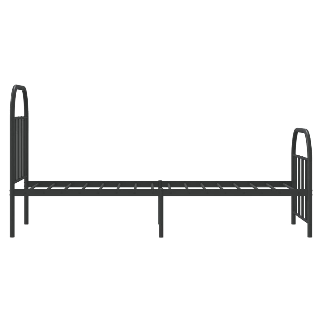 Bedframe Met Hoofd- En Voeteneinde Metaal 75 x 190 cm Zwart met hoofdbord & voetbord