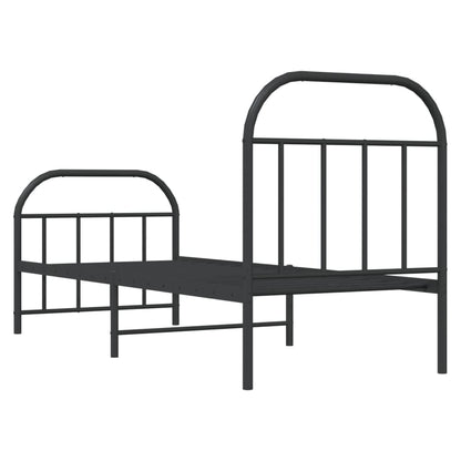 Bedframe Met Hoofd- En Voeteneinde Metaal 75 x 190 cm Zwart met hoofdbord & voetbord