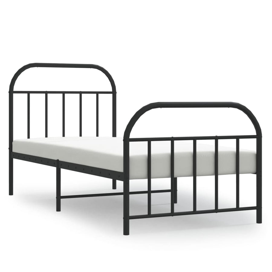 Bedframe Met Hoofd- En Voeteneinde Metaal 90 x 190 cm Zwart met hoofdbord & voetbord