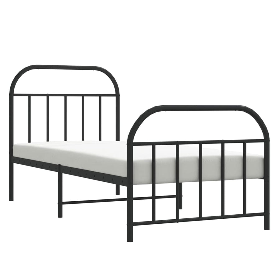 Bedframe Met Hoofd- En Voeteneinde Metaal 90 x 190 cm Zwart met hoofdbord & voetbord