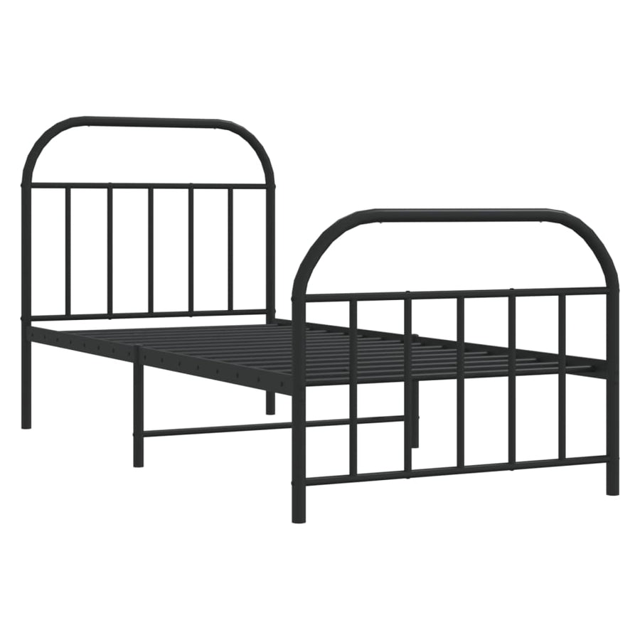 Bedframe Met Hoofd- En Voeteneinde Metaal 90 x 190 cm Zwart met hoofdbord & voetbord