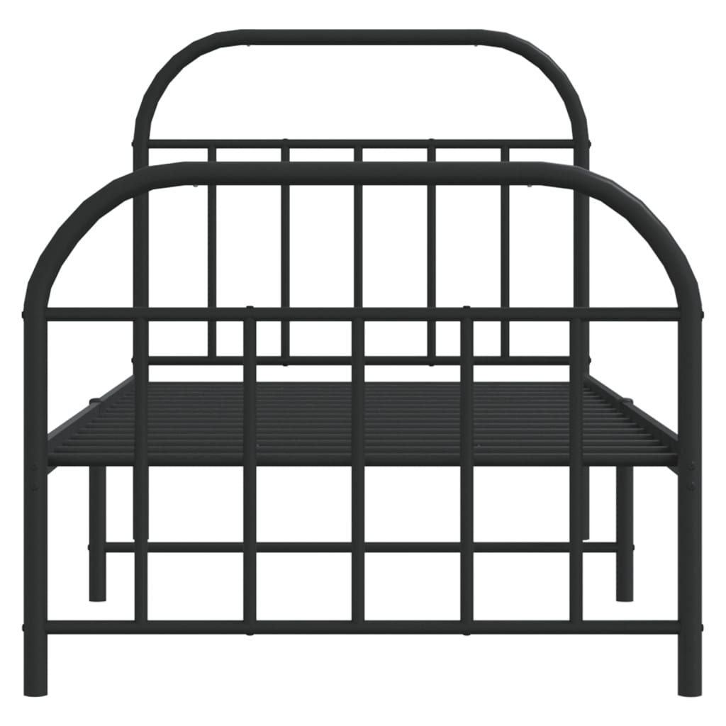 Bedframe Met Hoofd- En Voeteneinde Metaal 90 x 190 cm Zwart met hoofdbord & voetbord