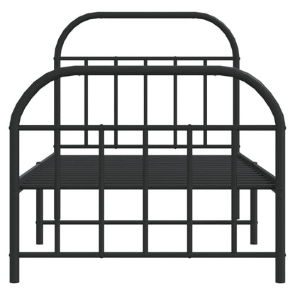 Bedframe Met Hoofd- En Voeteneinde Metaal 90 x 190 cm Zwart met hoofdbord & voetbord