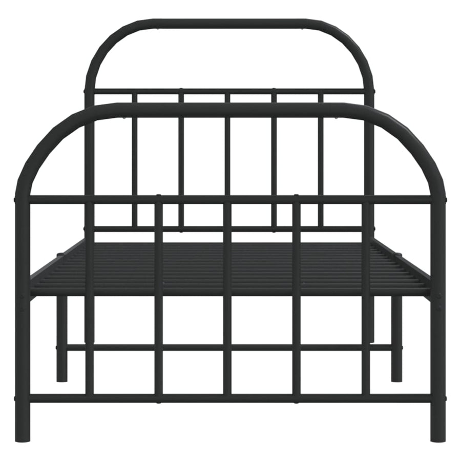 Bedframe Met Hoofd- En Voeteneinde Metaal 90 x 190 cm Zwart met hoofdbord & voetbord