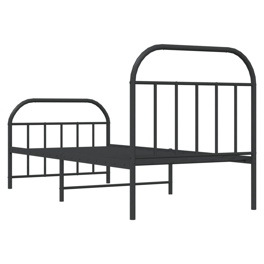 Bedframe Met Hoofd- En Voeteneinde Metaal 90 x 190 cm Zwart met hoofdbord & voetbord