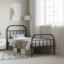 Bedframe Met Hoofd- En Voeteneinde Metaal 90 x 190 cm Zwart met hoofdbord & voetbord