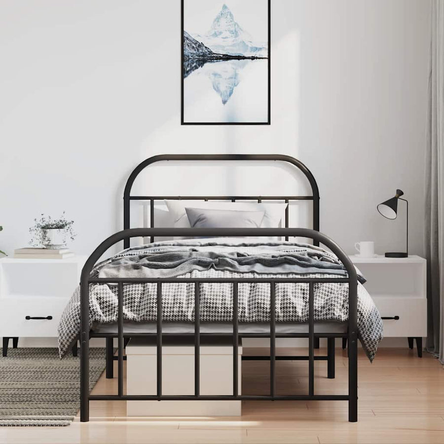 Bedframe Met Hoofd- En Voeteneinde Metaal 100 x 190 cm Zwart