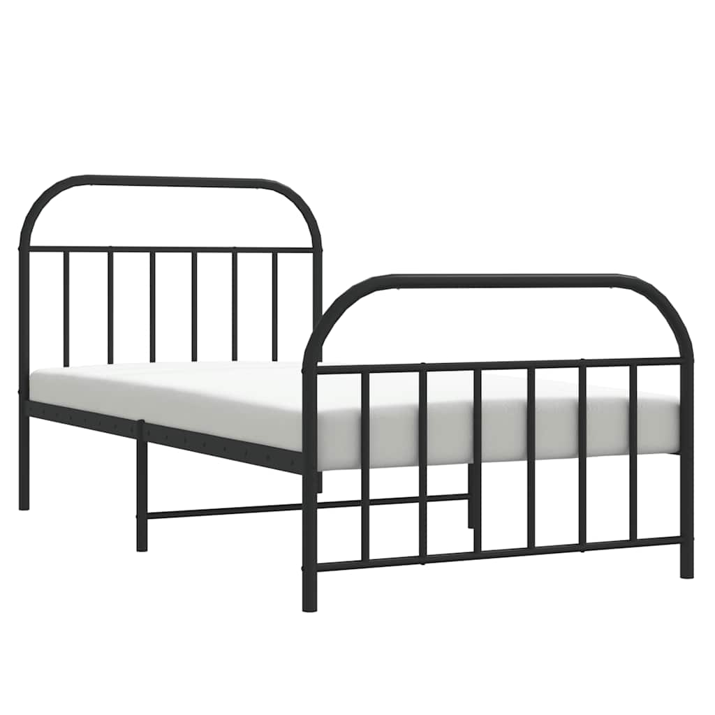 Bedframe Met Hoofd- En Voeteneinde Metaal 100 x 190 cm Zwart