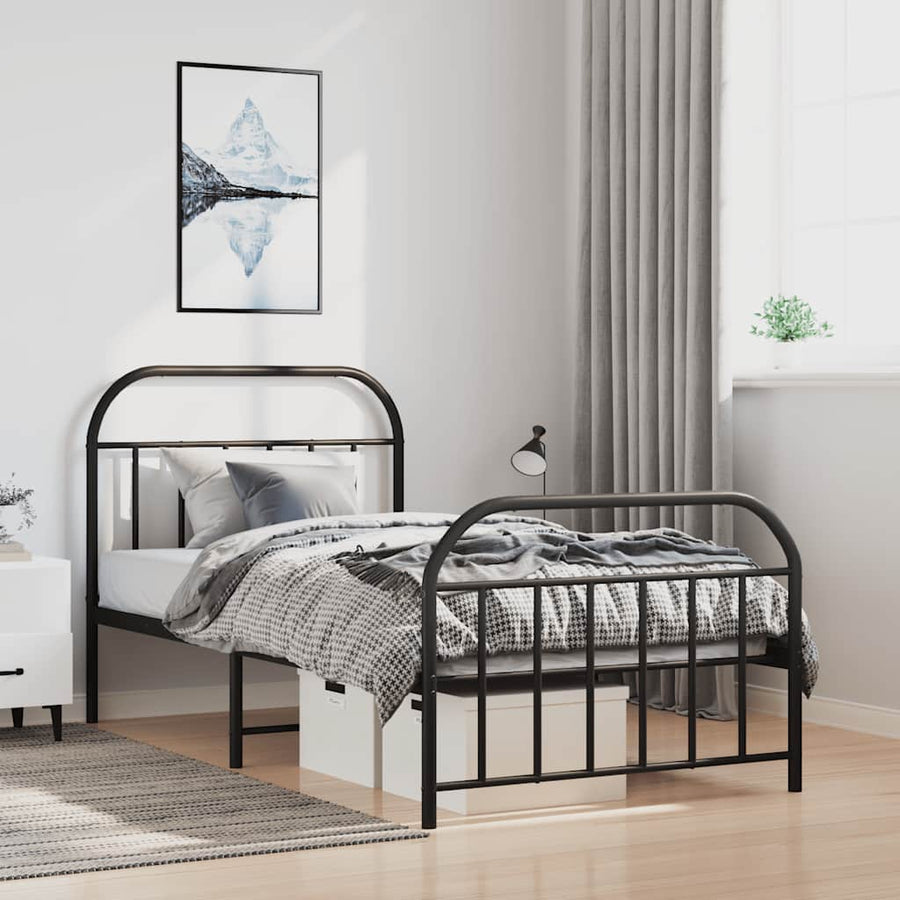 Bedframe Met Hoofd- En Voeteneinde Metaal 100 x 190 cm Zwart