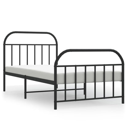 Bedframe Met Hoofd- En Voeteneinde Metaal 100 x 200 cm Zwart met hoofdbord & voetbord