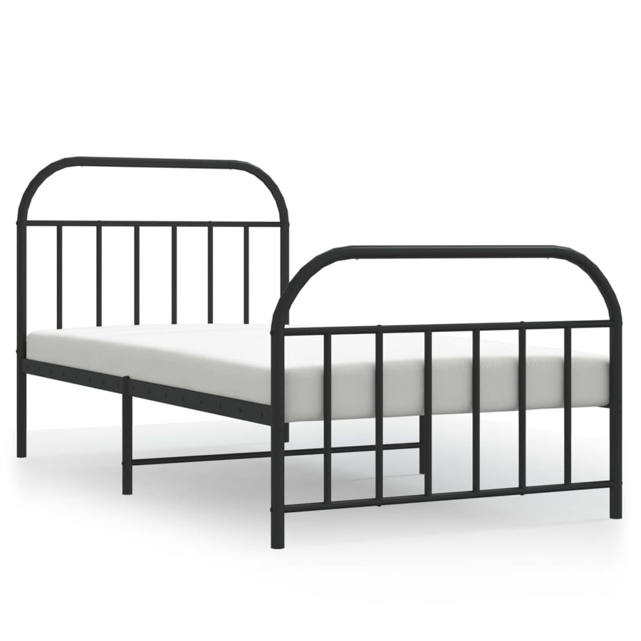 Bedframe Met Hoofd- En Voeteneinde Metaal 100 x 200 cm Zwart met hoofdbord & voetbord