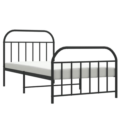 Bedframe Met Hoofd- En Voeteneinde Metaal 100 x 200 cm Zwart met hoofdbord & voetbord