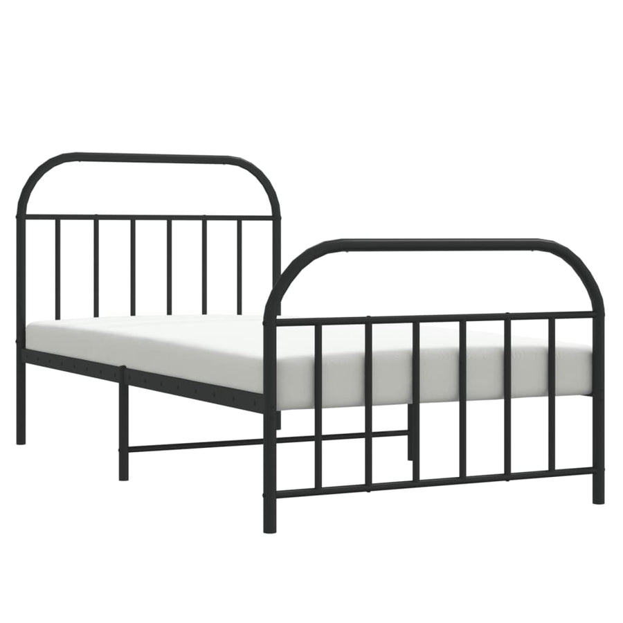 Bedframe Met Hoofd- En Voeteneinde Metaal 100 x 200 cm Zwart met hoofdbord & voetbord