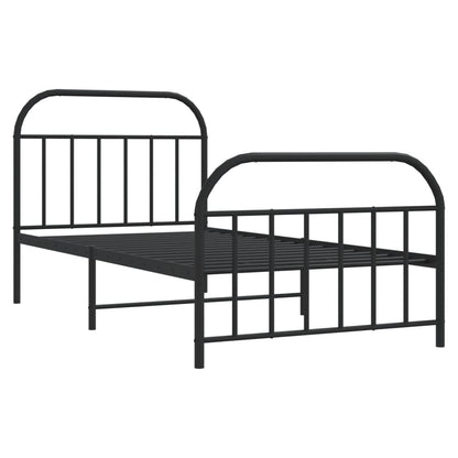 Bedframe Met Hoofd- En Voeteneinde Metaal 100 x 200 cm Zwart met hoofdbord & voetbord