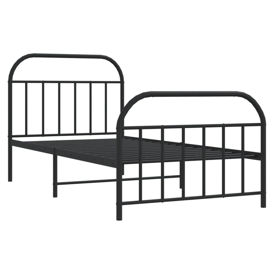Bedframe Met Hoofd- En Voeteneinde Metaal 100 x 200 cm Zwart met hoofdbord & voetbord