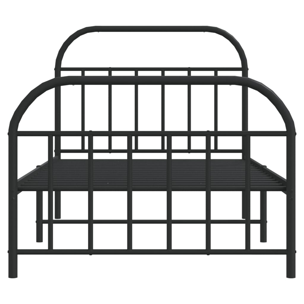Bedframe Met Hoofd- En Voeteneinde Metaal 100 x 200 cm Zwart met hoofdbord & voetbord