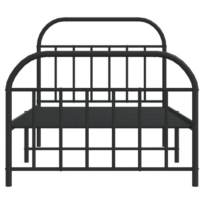 Bedframe Met Hoofd- En Voeteneinde Metaal 100 x 200 cm Zwart met hoofdbord & voetbord
