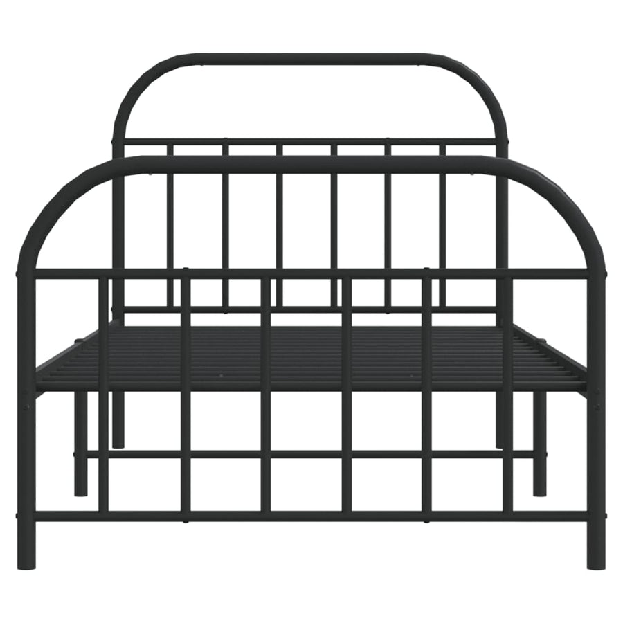 Bedframe Met Hoofd- En Voeteneinde Metaal 100 x 200 cm Zwart met hoofdbord & voetbord