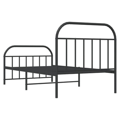 Bedframe Met Hoofd- En Voeteneinde Metaal 100 x 200 cm Zwart met hoofdbord & voetbord