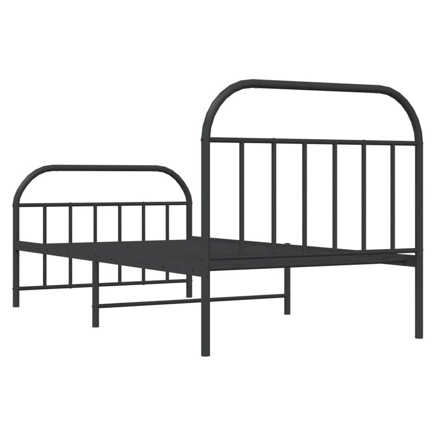 Bedframe Met Hoofd- En Voeteneinde Metaal 100 x 200 cm Zwart met hoofdbord & voetbord