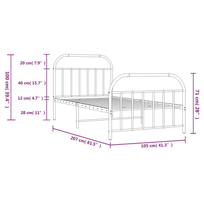 Bedframe Met Hoofd- En Voeteneinde Metaal 100 x 200 cm Zwart met hoofdbord & voetbord