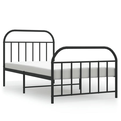 Bedframe Met Hoofd- En Voeteneinde Metaal 107 x 203 cm Zwart met hoofdbord & voetbord