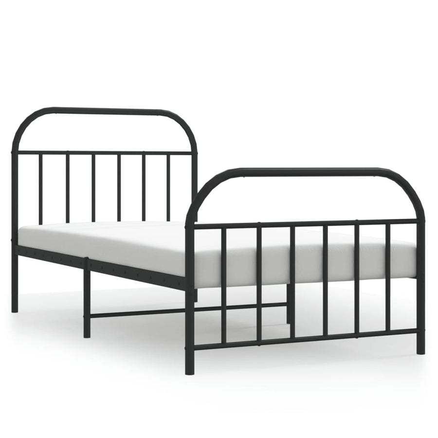 Bedframe Met Hoofd- En Voeteneinde Metaal 107 x 203 cm Zwart met hoofdbord & voetbord