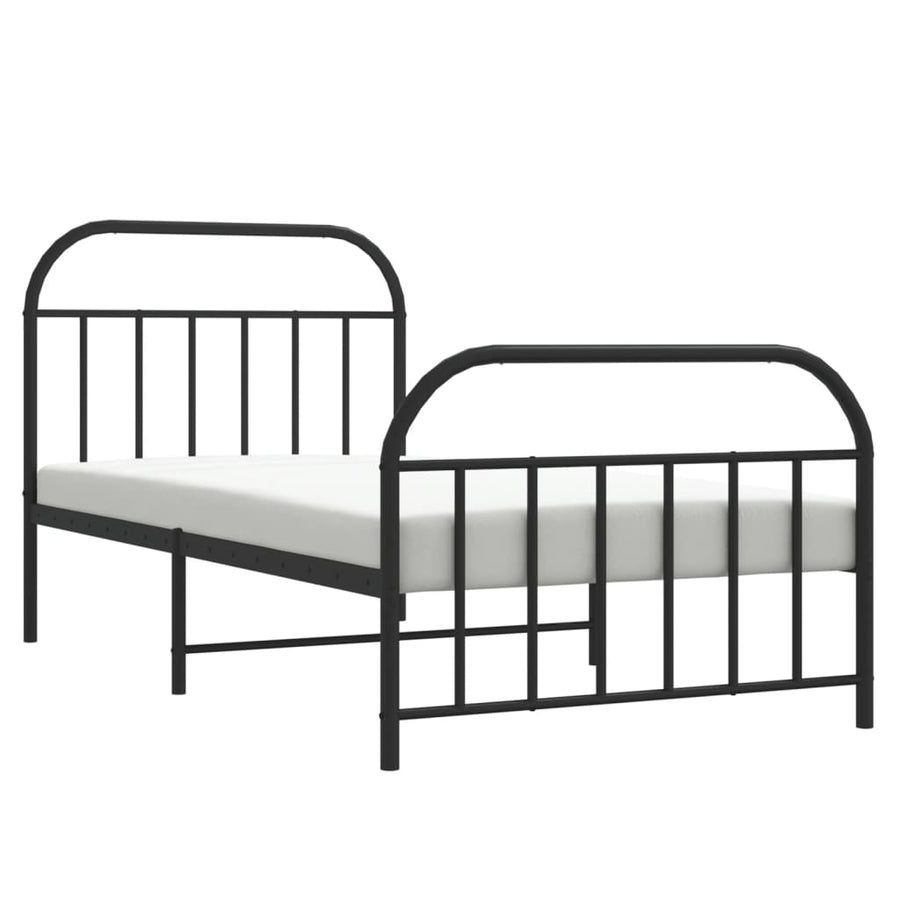 Bedframe Met Hoofd- En Voeteneinde Metaal 107 x 203 cm Zwart met hoofdbord & voetbord